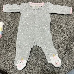 3 month carters unicorn foot pj set.